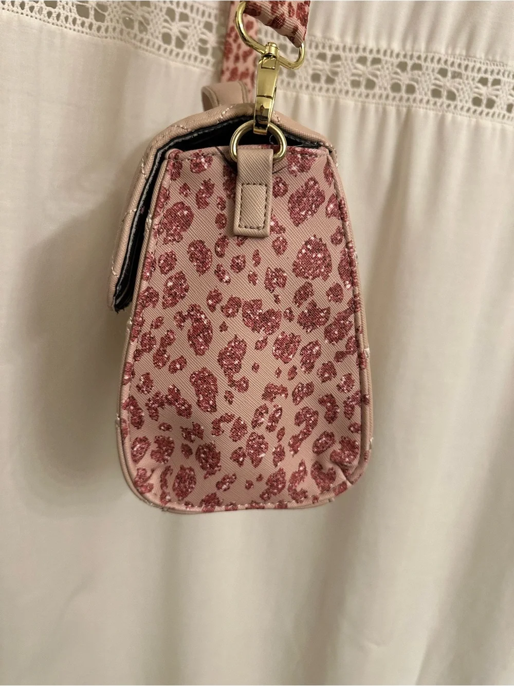 Quilted Blush Pink Crossbody Satchel with Heart Clasp